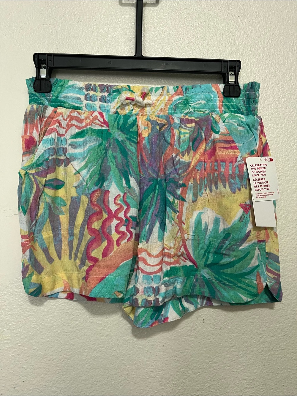 Roxy Tropical Print Elastic-Waist Shorts - Teal & Multicolor